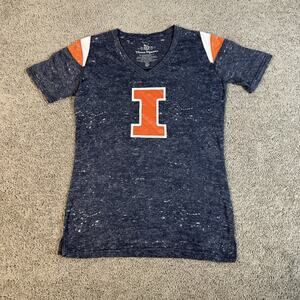 Illinois Shirt Womens XL Blue NCAA Football Three Square Team Apparel